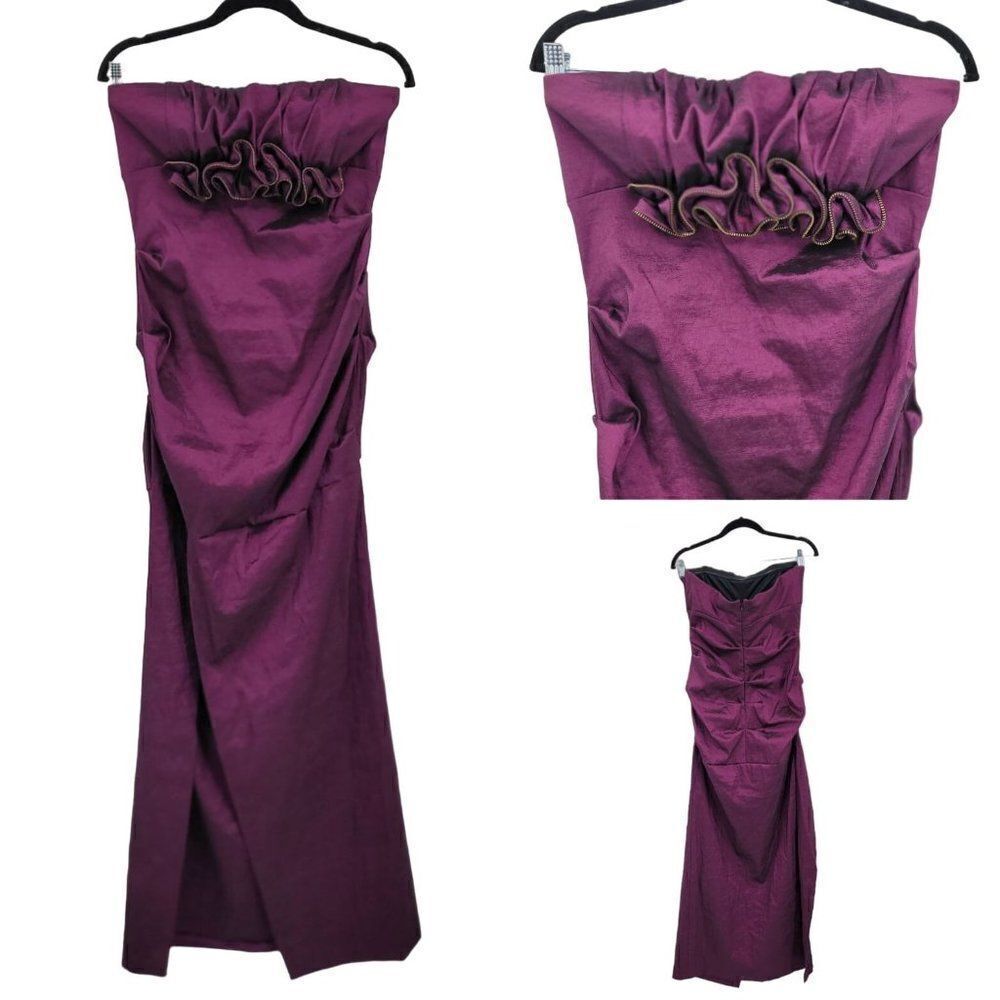 Vintage 80s Betsy & Adam Gown Steampunk Goth Artsy Avant-garde Metallic Purple M